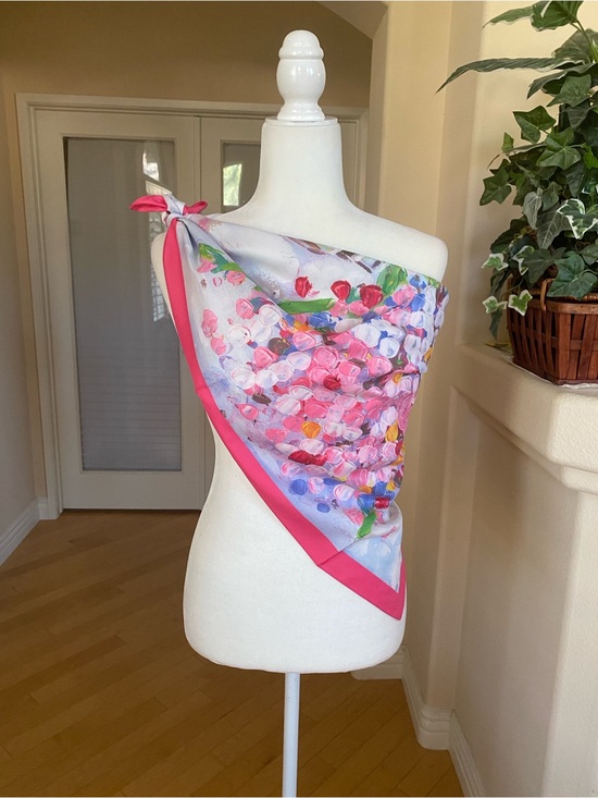 Accessories - Floral Pink Silk Scarf Wrap - Women Accessories